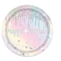 Assiette en papier arc-en-ciel de 9 pouces avec texte Happy Birthday pour décor de fête. - Assiette 9 pouces / Lot de 24