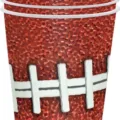 Gobelet en papier jetable avec texture brune et lacets de football pour fête sportive - Gobelets en Papier Marron / Lot de 16