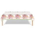Nappe de fête rose sur le thème de la ferme avec illustrations de grange et vache. - Nappe / 137x274cm