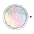 Assiette en papier arc-en-ciel de 7 pouces avec effet pailleté pour la fête - Assiette 7 pouces / Lot de 24