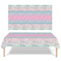 Detail of disposable mermaid scale tablecloth featuring pastel seafaring patterns for parties - Fish Scale Mermaid Style / 137x274cm