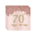 Serviettes en papier 70e anniversaire or rose avec paillettes et motif diamant - 70ème Anniversaire Serviettes / Ensemble de 20 Pièces