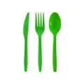 Set de couverts jetables en plastique vert premium avec couteau fourchette et cuillère - Couteaux en Plastique (Lot de 20) / Verdoyant