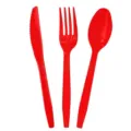 Levendig rood wegwerp plastic bestek set met mes vork lepel voor feestjes - Mes / 16 Stuks