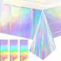 Iridescente holografische partytafelkleed met waterdicht regenboogreflectie-effect voor events - Regenboog