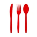 Ensemble de couverts jetables en plastique rouge comprenant couteau, fourchette et cuillère - Couteau / Lot de 16