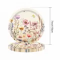 Assiettes en papier jetables thème fleurs sauvages, 7 pouces - Assiettes en Papier 7 Pouces (16 Pièces/Paquet)
