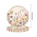 Assiettes en papier jetables de 9 pouces thème fleurs sauvages pour décoration de fête - Assiettes en Papier 9 Pouces (16 Pièces/Paquet)