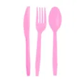 Ensemble de couverts jetables en plastique rose avec couteau fourchette et cuillère - Couteau Rose / Lot de 24