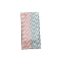 Pailles en papier jetables écologiques avec motifs rayés rose et bleu pour décoration de fête - Pailles à Rayures Roses / Lot de 10