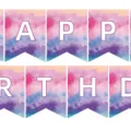 Banderole d'anniversaire galaxie tie-dye avec thème arc-en-ciel pour fête - Bannière d'Anniversaire Tie-dye / 1 Pièce
