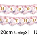 Rosa Schmetterling Geburtstag Banner mit goldenem Happy Birthday Schriftzug - Schmetterling Thema Banner