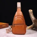 Bolso bandolera vintage de cuero sintético marrón con correa de patrón bohemio - Estilo PG809 (PG809) / Marrón