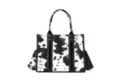 Bolso de mano retro con estampado de vaca estilo western y correa ajustable para mujer - S / Negro (PG5019B)