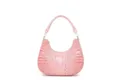Borsa a spalla hobo rosa stile vintage con finitura in trama coccodrillo a rilievo - Motivo Coccodrillo Rosa (PG-398)