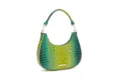 Elegante borsa hobo vintage sfumata verde e gialla con trama a coccodrillo goffrata - Gradiente Verde Smeraldo Croco (PG-398)