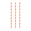 Biologisch afbreekbare oranje en wit gestreepte papieren rietjes voor feest - Oranje Gestreepte Rietjes / 16 Stuks Verpakking