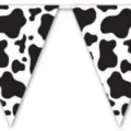 Banderole de fête triangulaire avec motif classique imprimé vache noir et blanc décor - Fanion Vache / 1 Pièce / Motif Vache Noir et Blanc