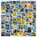 Set de pegatinas de pintura al óleo Van Gogh, 100 pzas pegatinas artísticas impermeables para diario. - 100 Piezas/Paquete / Multicolor