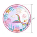 Assiette en papier décorative de 7 pouces thème sirène avec créatures marines colorées - Rose Sirène / Assiette de 7 Pouces (Paquet de 16)