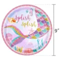 Assiette en carton jetable de 9 pouces thème sirène rose pour fête d'anniversaire - Rose Sirène / Assiettes 9 Pouces (16 Pièces)