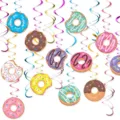 Décorations de fête en spirales suspendues de beignets colorés - Spirale Donut / Lot de 6