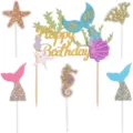 Ensemble de décorations de gâteaux sirène scintillante pour fête d'anniversaire - Sirène / Kit de Décoration de Gâteau