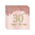 Serviettes d'anniversaire 30 ans or rose avec un motif de gouttes de paillettes - 30ème Anniversaire Serviettes / Ensemble de 20 Pièces