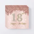 Serviettes 18e anniversaire or rose avec gouttes de paillettes et diamants - Serviettes 18ème Anniversaire / Ensemble de 20 Pièces