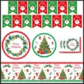 Kerstfeest wegwerpservies set met Kerstman borden en servetten decoratie banners - Complete Kerstfeest Servies Set