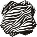 Gros plan détaillé de serviettes en papier jetables avec motif zébré noir et blanc chic - Serviette à Imprimé Zèbre / 20 Pièces (33*33cm)