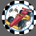 Design rond de voiture de course pour assiettes avec une voiture de course rouge n°2 - Assiette 9 pouces / Lot de 16