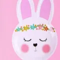Assiette en papier jetable en forme de lapin avec couronne de fleurs pour Pâques - Assiette Lapin Rose / Lot de 6