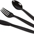 Set de couverts en plastique noir durable comprenant fourchette couteau et cuillère - Couteaux en Plastique Noir (10 Pièces)