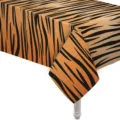 Nappe jetable à motif tigre pour décorations de fête sur le thème de la jungle - Nappe à Rayures de Tigre / 137*274cm