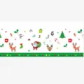 Feestelijke wegwerp kersttafelkleed rand met schattige kerstman en rendier iconen - Groen Kersttafelkleed (130x220cm)