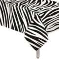 Nappe jetable à motif zèbre noir et blanc pour les fêtes sur le thème de la jungle - Nappe à Imprimé Zèbre / 137*274cm