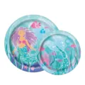 Assiettes en papier thème sirène pour décoration de fête d'anniversaire enfant - Assiettes 9 Pouces / Lot de 6