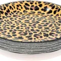 Assiettes en carton jetables imprimé léopard pour décoration de fête thème safari - Assiette en Papier Ronde Imprimé Léopard / 10 Pièces (9 Pouces/23cm)