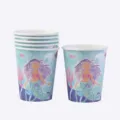 Gobelets en papier jetables sur le thème de la sirène pour décoration fête anniversaire - Tasse en papier / Lot de 6