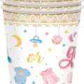 Pappbecher für Gender Reveal Partys mit dekorativem 'Boy or Girl' Designmuster-Set - Neue Tauf-Pappbecher / 16er Pack