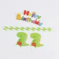 Kit de décoration de gâteau dinosaure mignon avec panneau Happy Birthday pour enfant - Décoration de Gâteau Dinosaure / 1 Pièce