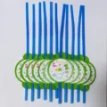 Pailles décoratives bleues avec cartes de dinosaures pour fêtes d'anniversaire enfants - Paille en Plastique Dinosaure / Pack de 12 Pièces