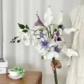 Elegant white orchid and purple calla lily artificial flower bouquet for home decor - Style A (2026 Combination Bouquet A)