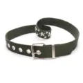 Durable army green woven belt featuring silver star studs and metal eyelets decoration - Green