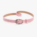 Ceinture fine rose à pois pour femmes avec une boucle argentée à double anneau - Rose