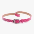 Ceinture fine rose pour femme avec motif à pois blancs et boucle argentée double - Rose rouge