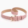 Elegant pink women's belt featuring a woven texture and stylish gold horseshoe buckle - Pink