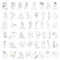 Set di 48 adesivi con silhouette di figure femminili minimaliste per fai da te - 48 Fogli/Confezione