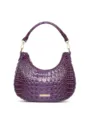 Borsa hobo retrò viola con motivo a coccodrillo goffrato e dettagli dorati eleganti - Motivo Coccodrillo Viola Scuro (PG-398)